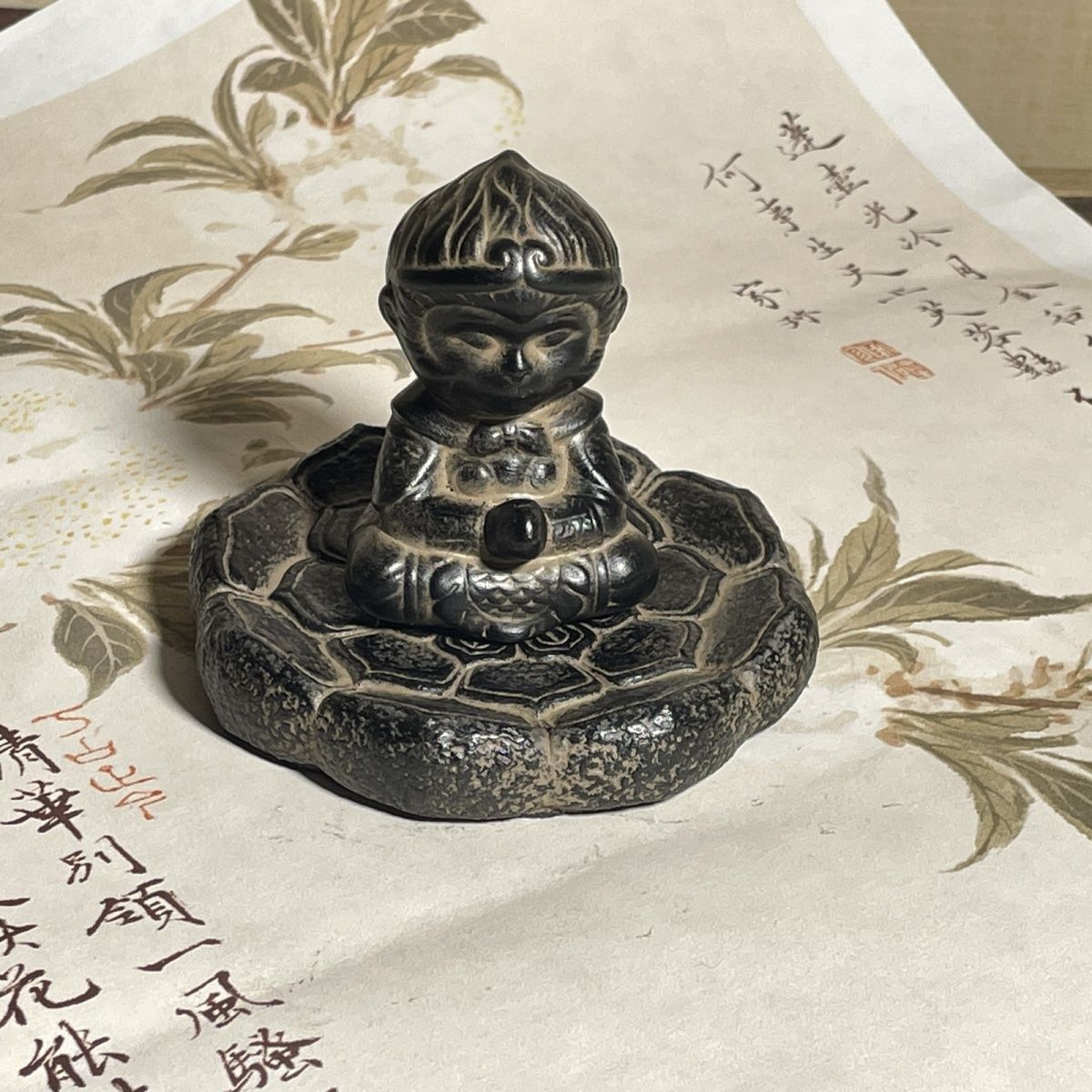 禅意莲花座杯托仿石杯垫 新中式国风茶宠底座桌面装饰茶具摆件