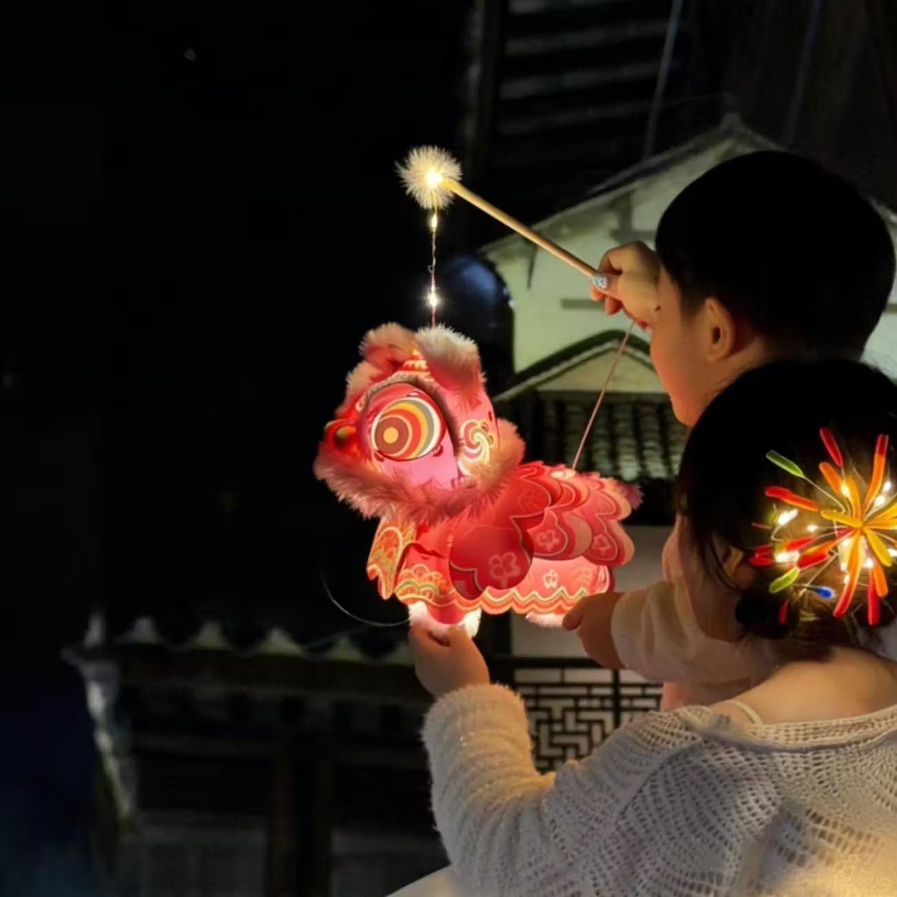 中秋国潮醒狮灯笼舞狮diy材料包手工灯笼儿童手提小狮子宝宝花灯