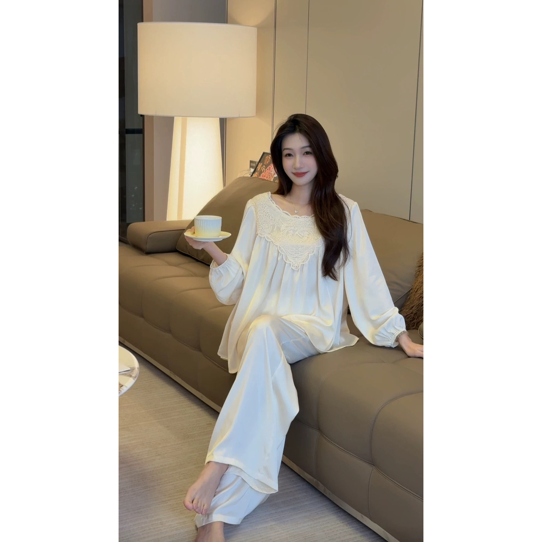 2026新款宫廷风睡裙女宽松显瘦可外穿睡衣氛围感带胸垫家居服套装