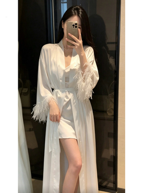 法式晨袍睡衣独特冰丝交叉美背吊带睡裙女性感御姐风可外穿家居服