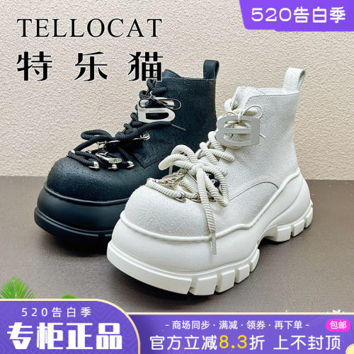 正品TELLOCAT特乐猫女靴2025冬新款中跟厚底休闲细带高帮时尚