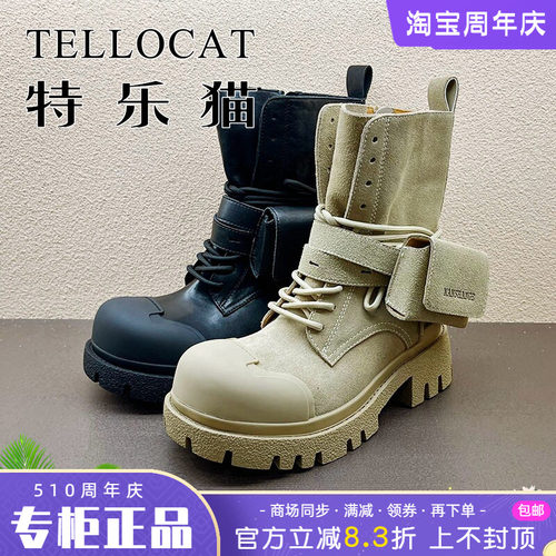 正品TELLOCAT特乐猫女靴2025秋新款中跟细粗跟圆头短靴时尚性感
