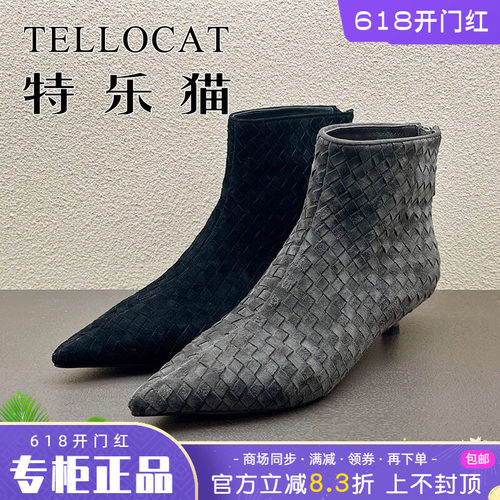 正品TELLOCAT特乐猫女靴2025秋款中跟细跟短靴时尚性感