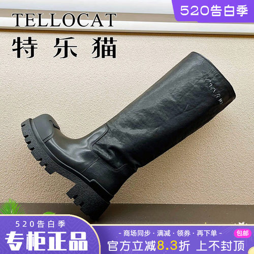 正品TELLOCAT特乐猫女靴2025秋新款高跟粗跟圆头长靴时尚性感