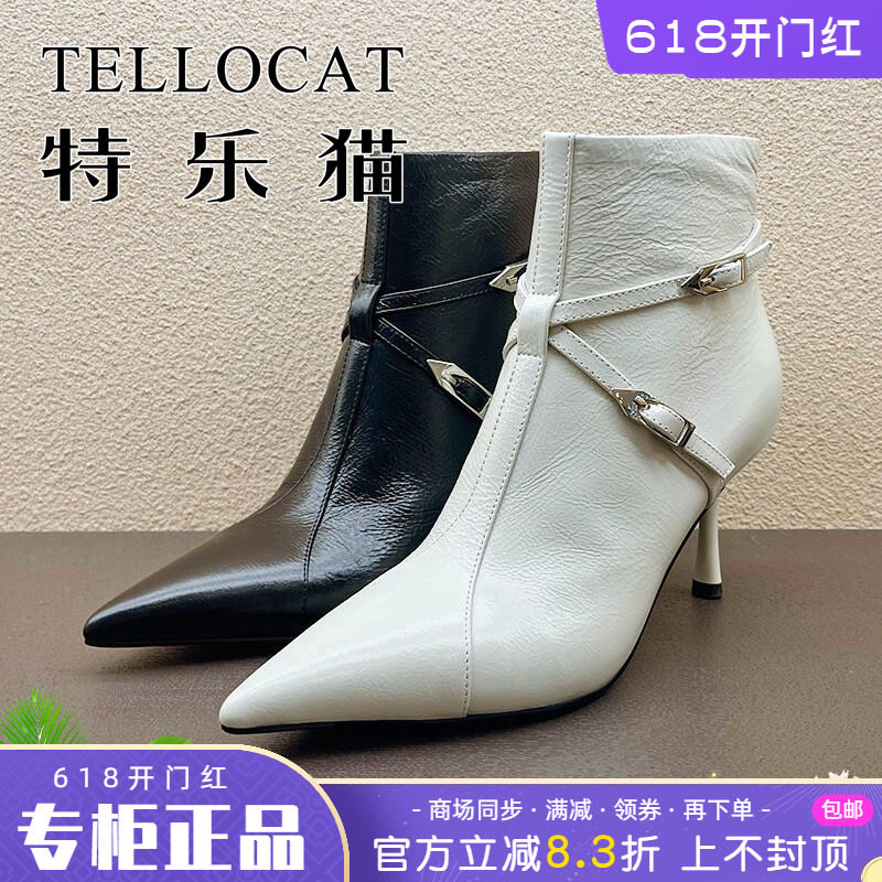 正品TELLOCAT特乐猫女靴2025秋款高跟细跟尖头短靴时尚性感