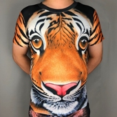 霸气老虎T恤3D立体动物印花短袖 猩猩衣服潮 大码 T恤猴子头夏装 男士