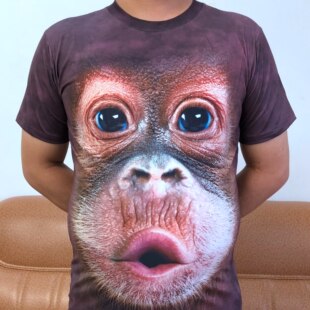 大肚腩胖人恶搞笑衣服大猩猩3d立体创意印花猴子图案短袖t恤男装