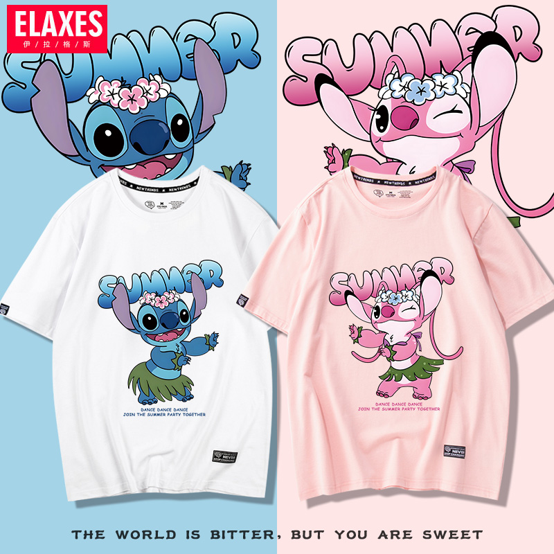 2025新款夏季T恤史迪仔动漫周边印花短袖女情侣装百搭休闲设计感