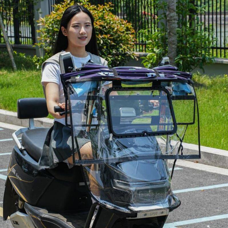 一键伸缩电动车雨棚加厚迷你一体式小型用可折叠新型两轮全折叠