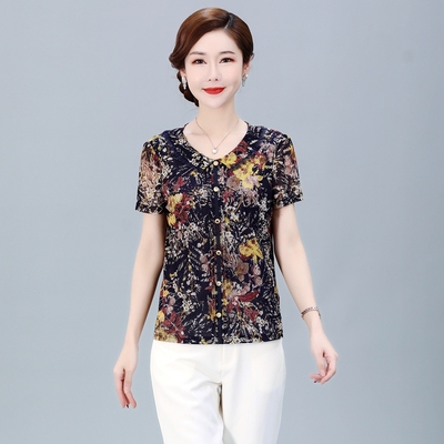 雪琳儿套头台湾纱t恤中老年女装