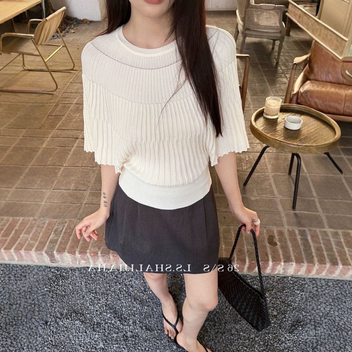 2026春季新款斗篷式蝙蝠袖针织衫女韩版修身显瘦时尚休闲上衣图片