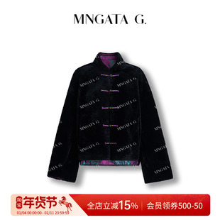 MNGATA G.宫小妍【曼奢澳毛·紫谣歌】非遗大秀双面外套5071599