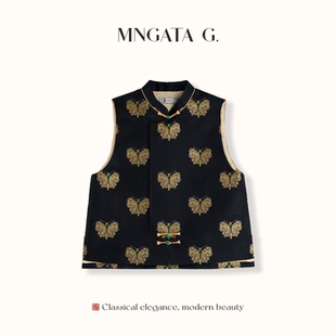 马甲5051504 真丝重缎新中式 宫小妍 上久楷·祖母绿金蝶