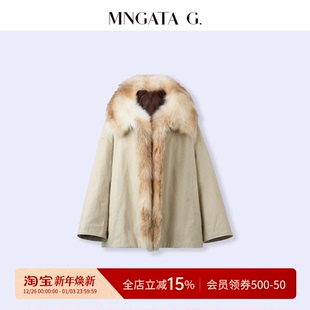 大毛领白鹅绒派克服百搭外套5112151 收藏金岛狐 MNGATA G.宫小妍