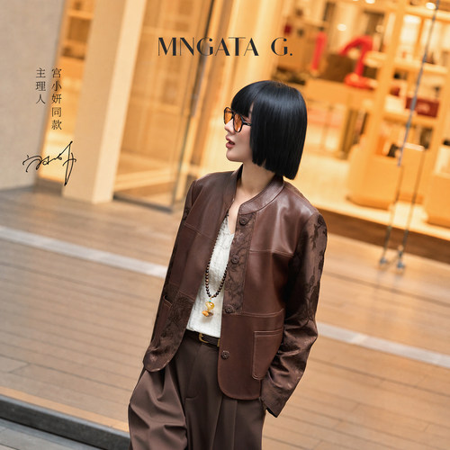 宫小妍轻中式羊皮山云子马甲外套