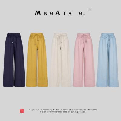 曼加塔【夏初】早春新中式中国风穿搭休闲百搭亚麻长裤4121320