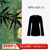 G.宫小妍 唐装 盘扣 MNGATA 真丝丝绒秋冬新中式 斜襟上衣5080314