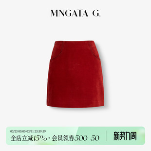 国风百搭短裙5082462 羊皮新中式 宫小妍 曼奢羊皮·正红