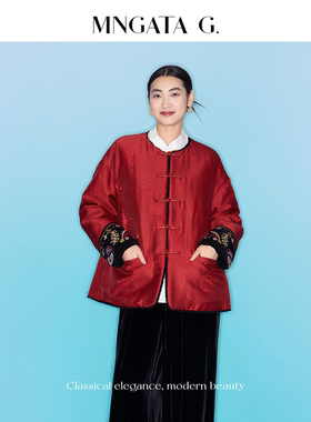 新年开售 宫小妍【红珊瑚】进口澳毛重工刺绣双面穿外套秋冬50917