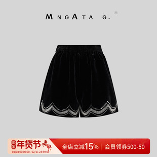 曼加塔【银蝶子】真丝新中式风休闲裤子短裤