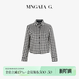 风女装 宫小妍 新中式 秋冬新款 羊皮立领擦色皮衣外套 步步方仪