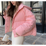 短款羽绒服女2025新款冬小个子设计感小众粉色大朵鸭绒大毛领保暖