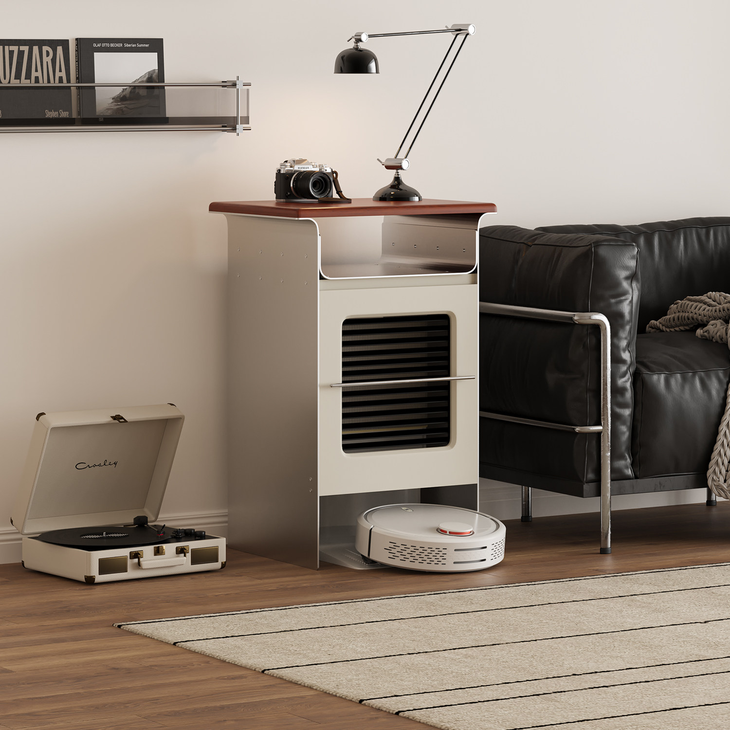 谷及  现代艺术设计扫地机器人床头柜客厅卧室墙边柜收纳储物柜子