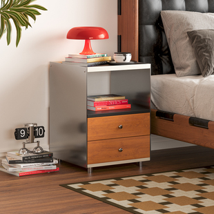 谷及 复古镂空设计感床头柜家用卧室简约床边柜小型边几置物柜子