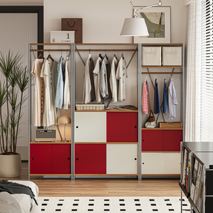 谷及现代简约原木组合衣帽架家用卧室多功能衣柜设计感收纳储物架