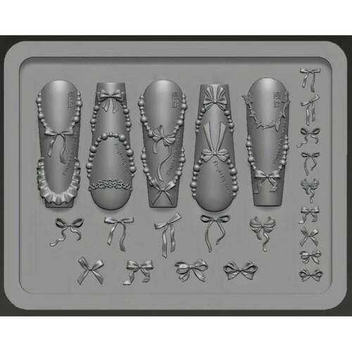 FingertipWorker新款法式美甲模具蝴蝶结珠链模具
