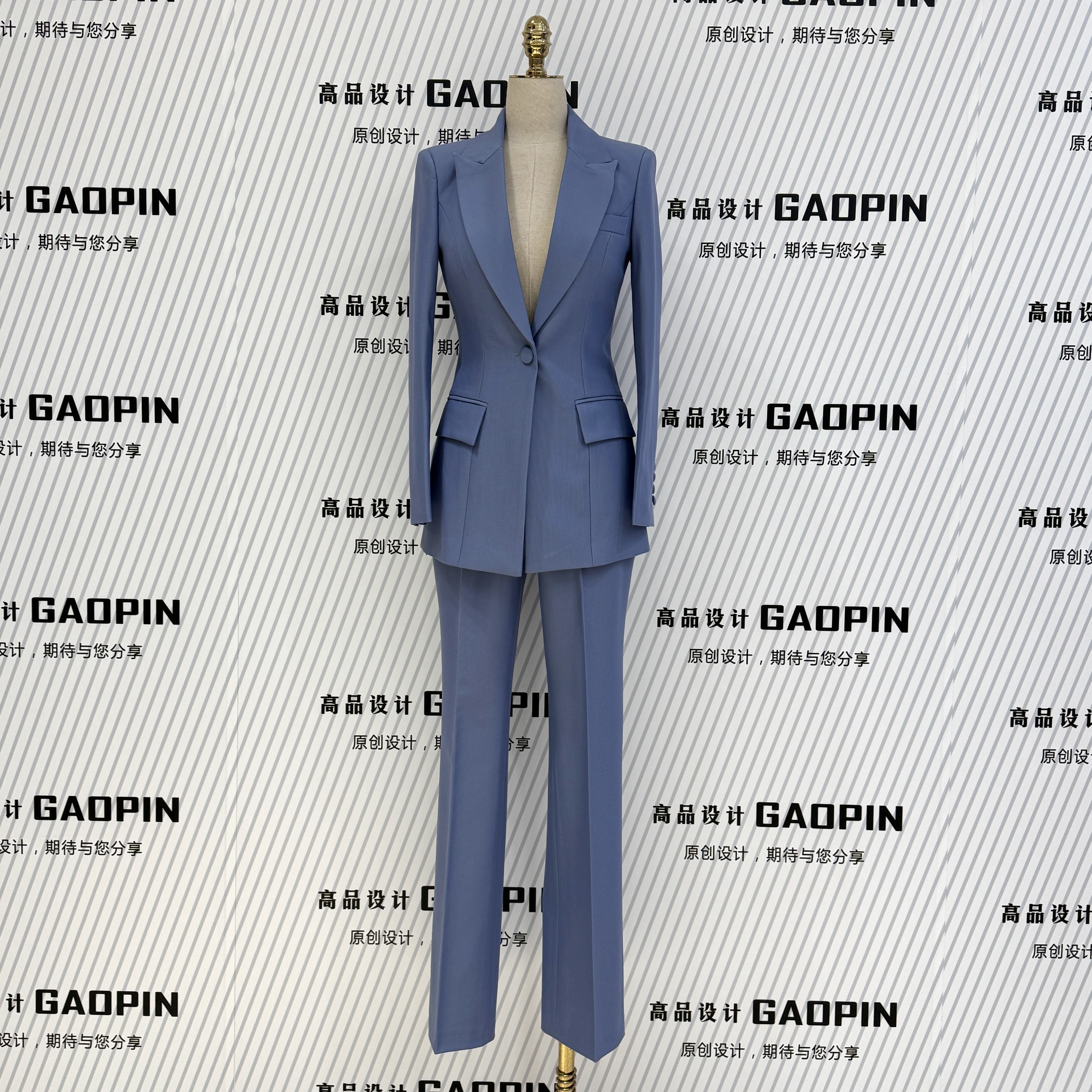 2025春秋季新款蓝色西装套装直筒长裤修身显瘦高级感时尚职业装,女装/女士精品,西装,淘宝优惠券,粉丝福利购,淘宝优惠卷