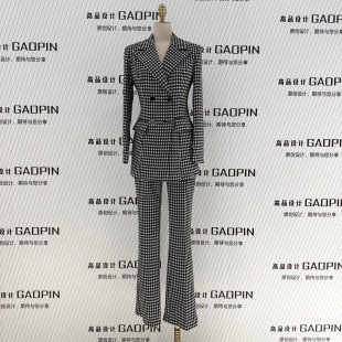 新款 时尚 千鸟格西装 女修身 高级感主持人西服外套气质 套装 2025秋季