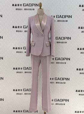 2026春夏季新款浅紫色短款小个子女性西服套装显瘦高艺考主播职业