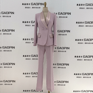 小个子女性西服套装 浅紫色短款 显瘦高艺考主播职业 新款 2025春夏季