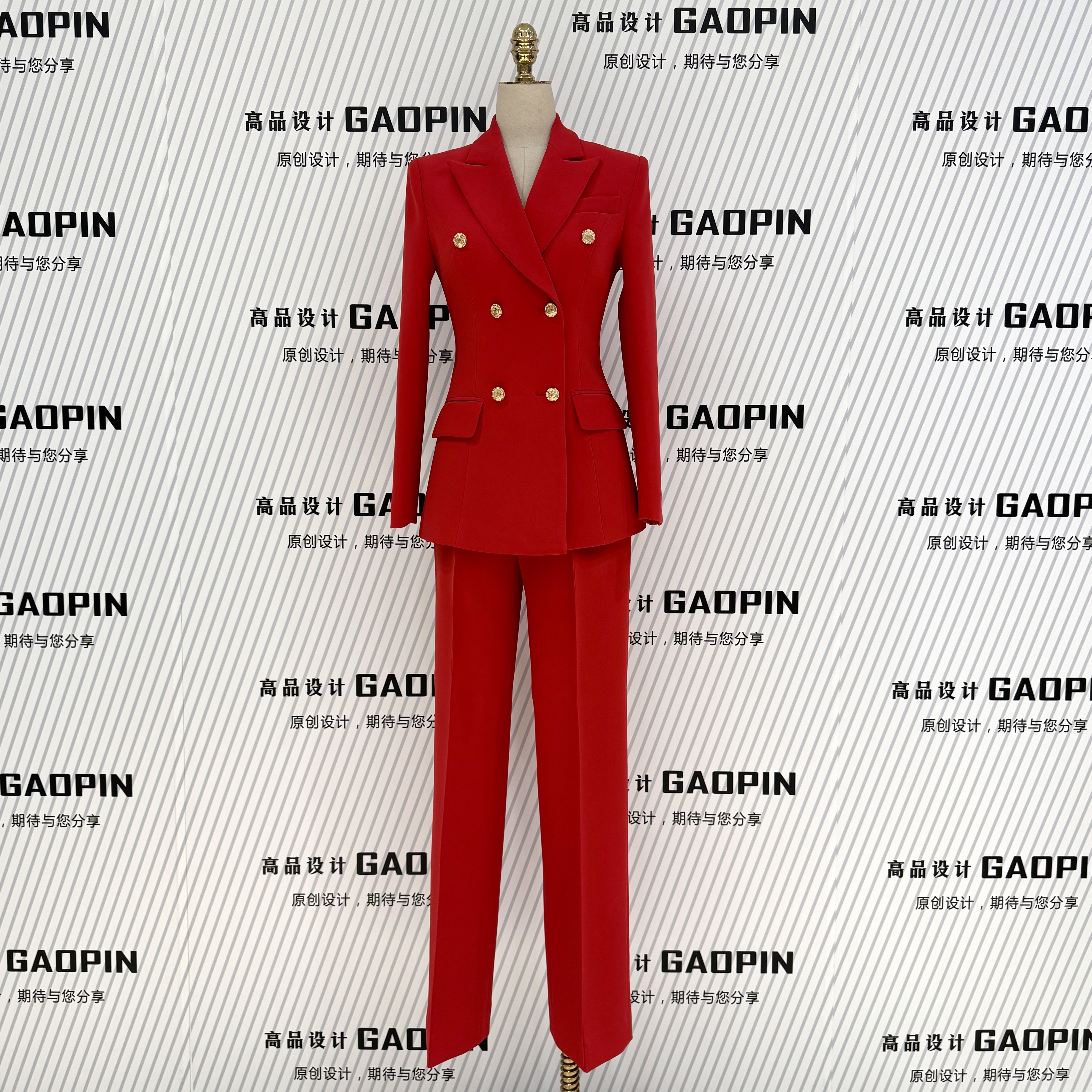 2025秋冬新款厚款红色西装套装