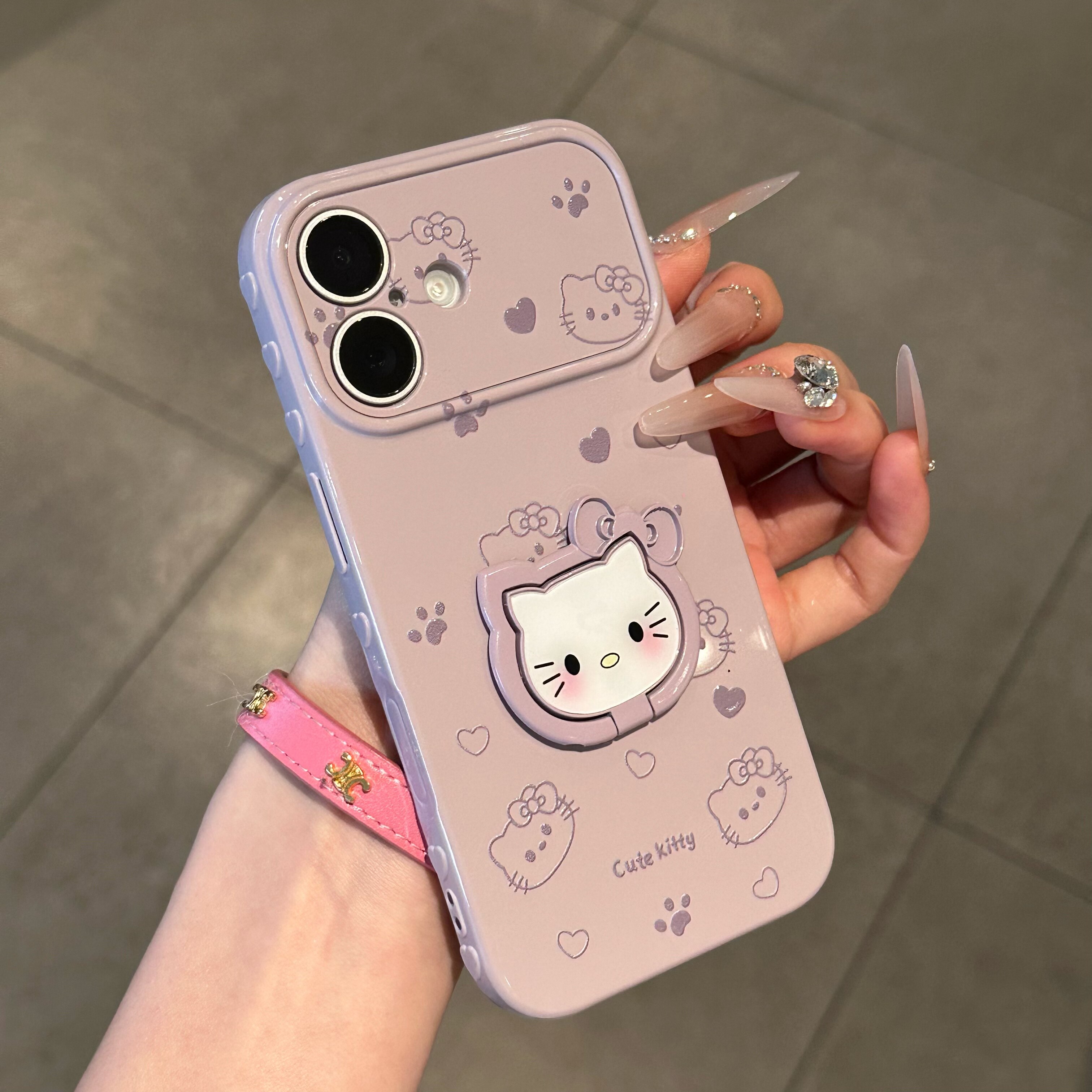 紫猫爪适用苹果17promax手机壳16华为nova15荣耀600VIVOS30卡通OPPOreno14小米17pro红米k90爱心视窗p70指环