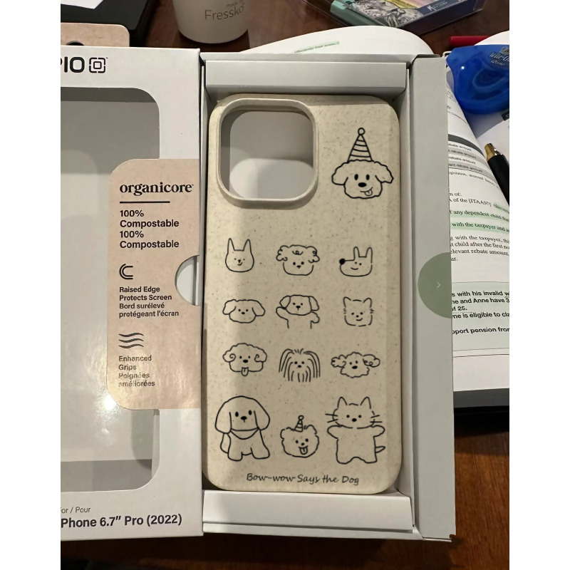 ins风少女心米白降解可爱狗狗适用于iphone15promax苹果14小众13手机壳14pro简约xs小麦xsmax防摔xr趣味磨砂