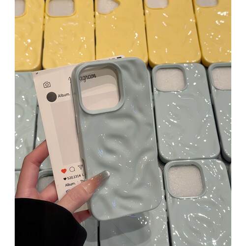 ins波浪褶皱壳适用苹果16promax手机壳iphone15pro新款14简约13高级12保护套11华为mate70软壳p60防摔荣耀300