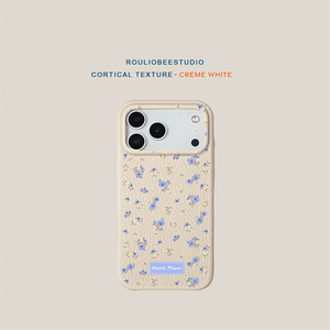 蓝色碎花适用苹果17promax手机壳新款iPhone16pro小众15华为p70保护套12可爱13小米14皮纹软壳vivo荣耀80oppo