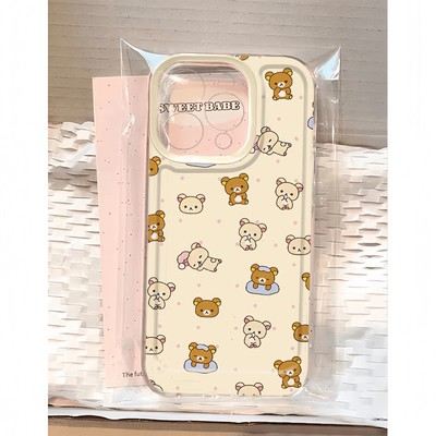 全包插画轻松熊手机壳可爱卡通