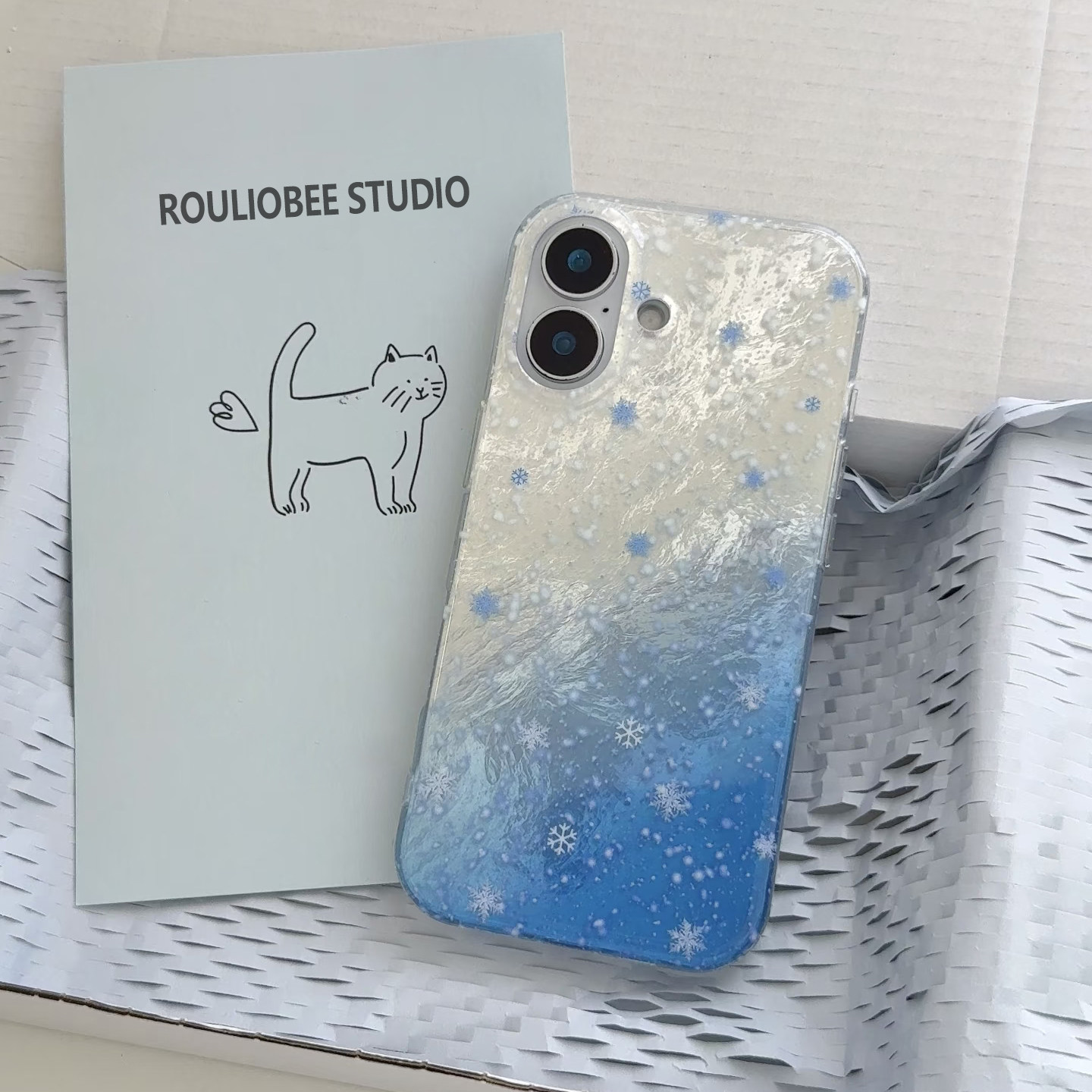 蓝渐变雪花适用苹果15promax手机壳iphone16漩涡壳17华为mate60peo新款p70vivooppo小米14红米note13荣耀200
