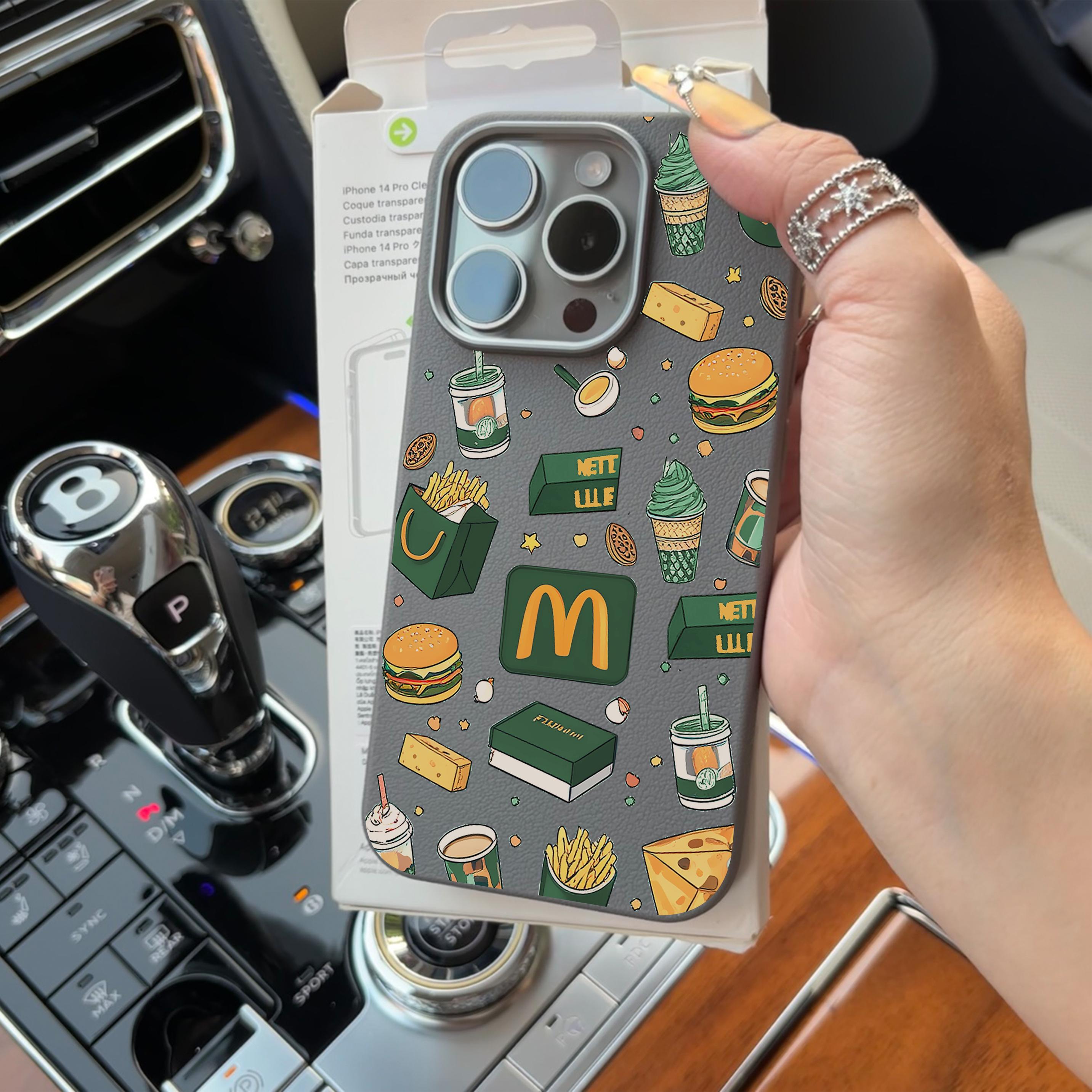 绿色汉堡适用苹果16promax手机壳iphone14pro新款13高级感皮纹金属框12个性11保护套15promax全包防摔ins软壳