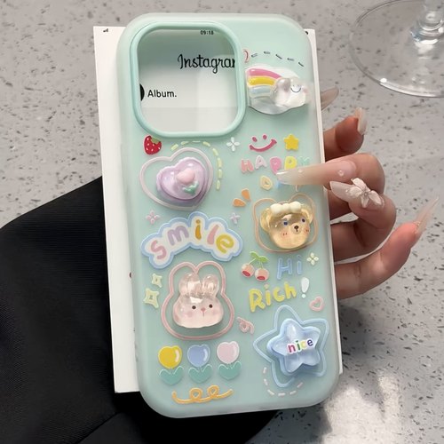 立体彩虹花朵适用苹果16promax手机壳iphone14pro新款13时尚12日韩可爱17保护套15promax肤感防摔15plus软壳