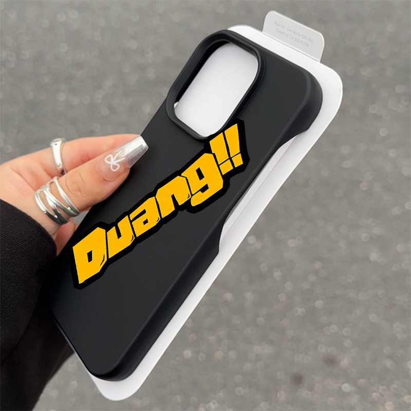 DUANG英文黑色适用苹果15ProMax手机壳iPhone14pro新款个性13promax小众12多巴胺色系11无边框半包保护套男生