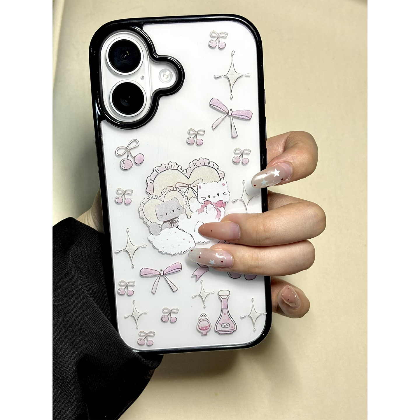 蝴蝶结软萌猫咪适用苹果16promax手机壳iphone14pro新款13可爱12创意11保护套17promax防摔15plus透明亚克力