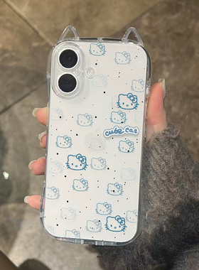 kt猫咪适用苹果16promax手机壳iphone14pro新款13少女心12可爱11保护套15promax全包防摔x猫耳朵17软壳xsmax
