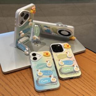 小鸭子公仔适用苹果16promax手机壳iPhone14新款13/12华为p70荣耀200彩银vivos20小米15oppo卡通11红米note14