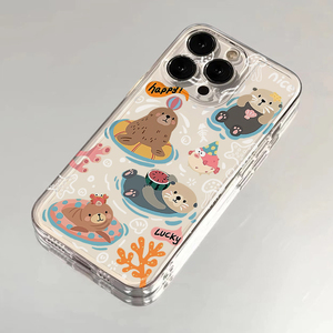 趣味可爱动物插画透明手机壳防摔