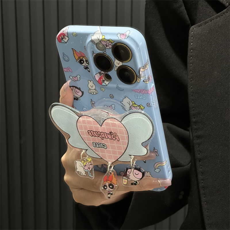 飞天少女支架适用iPhone16promax手机壳苹果13菲林14华为mate70卡通vivo小米15oppo红米k80硬壳12/11新款p70