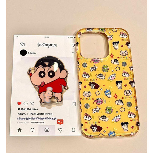 可爱卡通旋转小新支架手机壳防摔